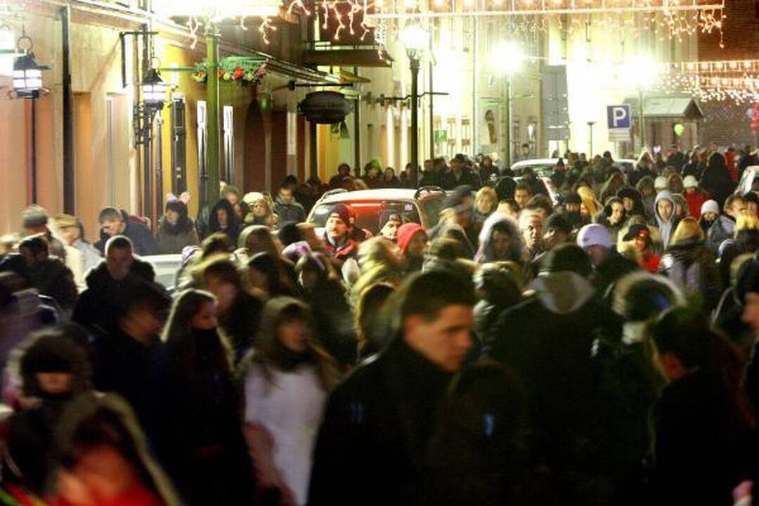 Sužibo Kauno Rotušės aikštės kalėdinė eglė