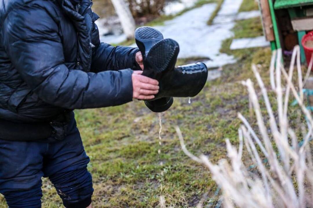 Pralaužęs pylimą Kauno rajone Nevėžis užliejo sodybas