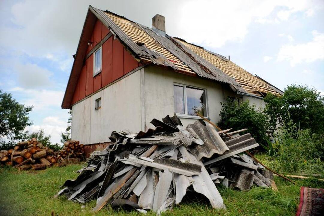 Šalčininkuose vėtra apsėmė kelius, vertė medžius