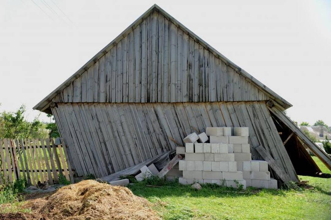 Šalčininkuose vėtra apsėmė kelius, vertė medžius
