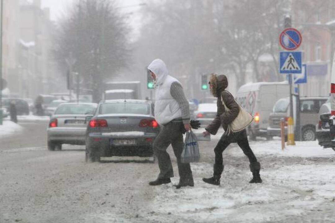 Klaipėdoje - pūga, eismo sąlygos sudėtingos