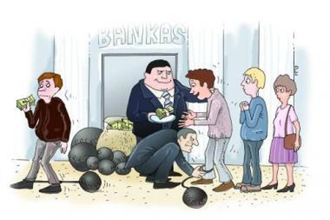 Įvertino: Lietuvos banko vadovas SEB banko vadovo Baltijos šalims M.Johanssono (pirmas iš dešinės) versiją, kodėl palūkanos litais tokios didelės, pavadino melu.