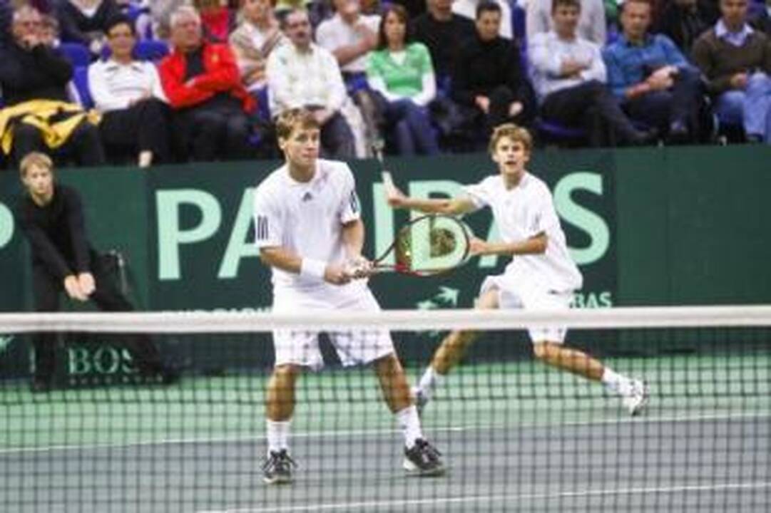 Mačas: R.Berankis ir L.Grigelis gražiausią mačą sužaidė poroje.