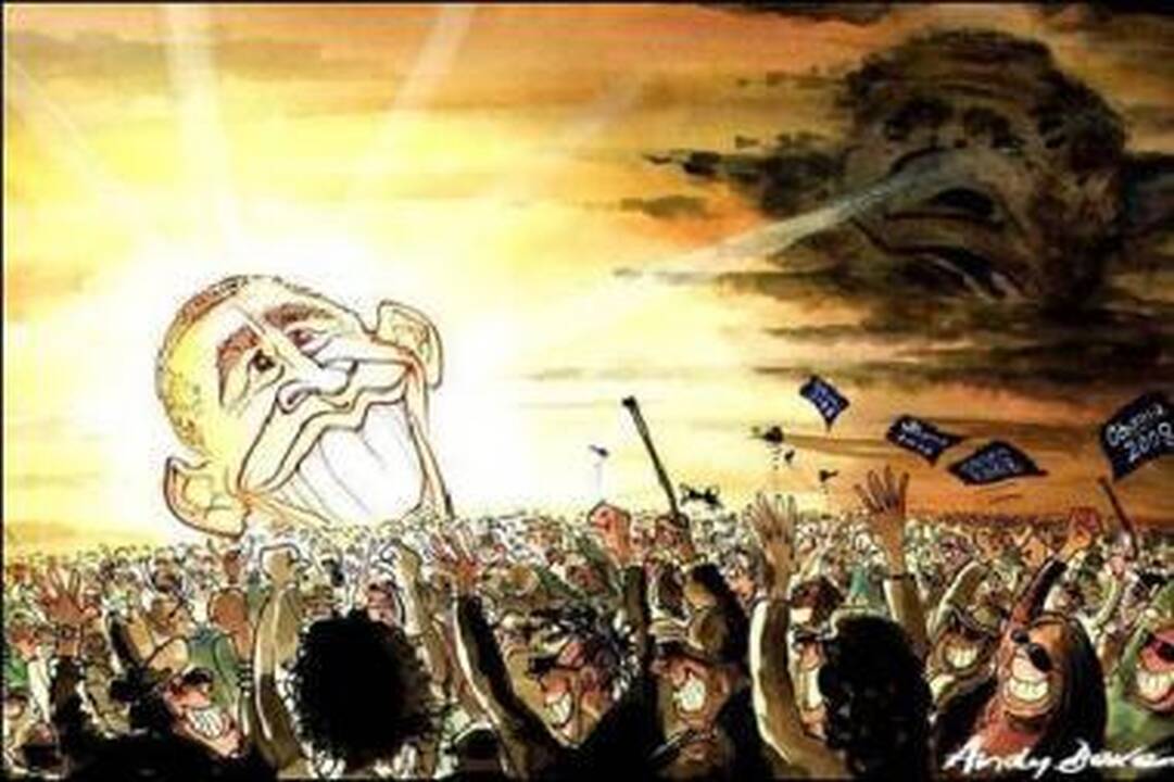 Karikatūra: B.Obamos karikatūrų yra nemažai, bet beveik visos jos teigiamos.
