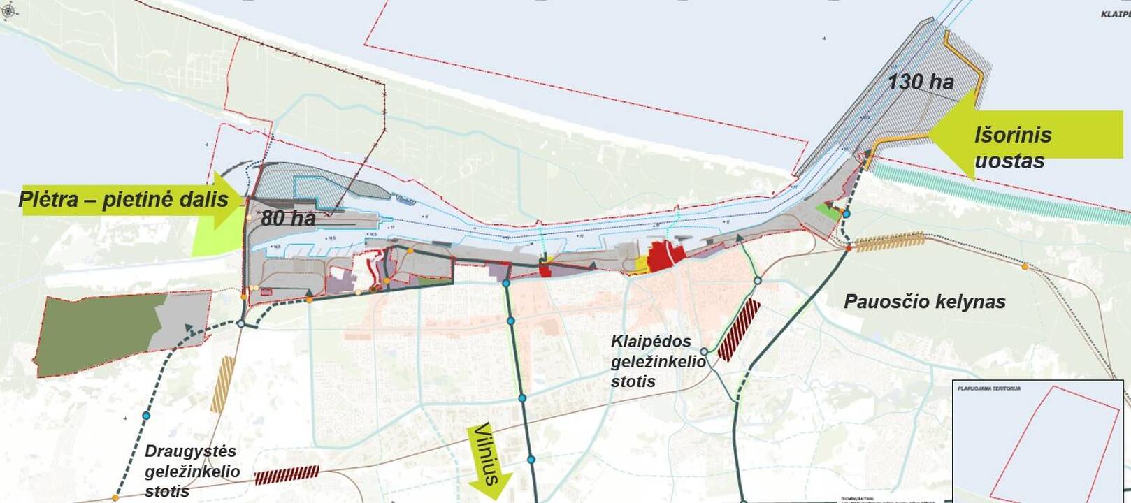 Vizija: galima išorinio uosto schema nuo Melnragės.