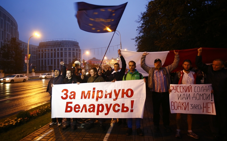 Minske įvyko protestas prieš bendras karines pratybas su Rusija