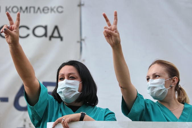 Minske sulaikyta daugiau kaip 10 proteste dalyvavusių medikų