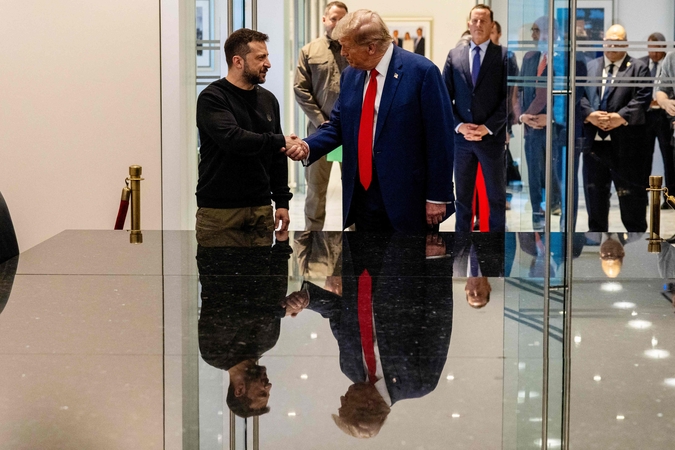 Volodymyras Zelenskis ir Donaldas Trumpas