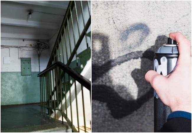 Uostamiesčio daugiabutyje – vandalų išpuolis: juodais dažais „išgražino“ laiptinę