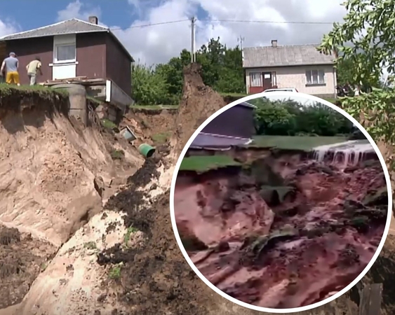 Alytiškiai to dar nebuvo matę: po liūties namai pakibo ant skardžio, atsivėrė smegduobės