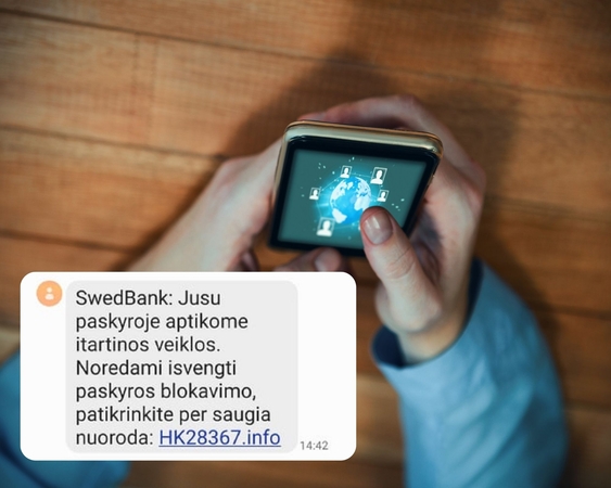 Sparčiai plinta naujas sukčiavimo būdas – žinute atsiunčiama nuoroda, prašoma suvesti banko duomenis