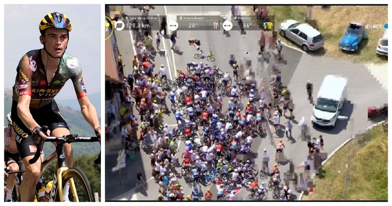 Seppas Kussas (kairėje) ir vaizdas iš avarijos „Tour de france“