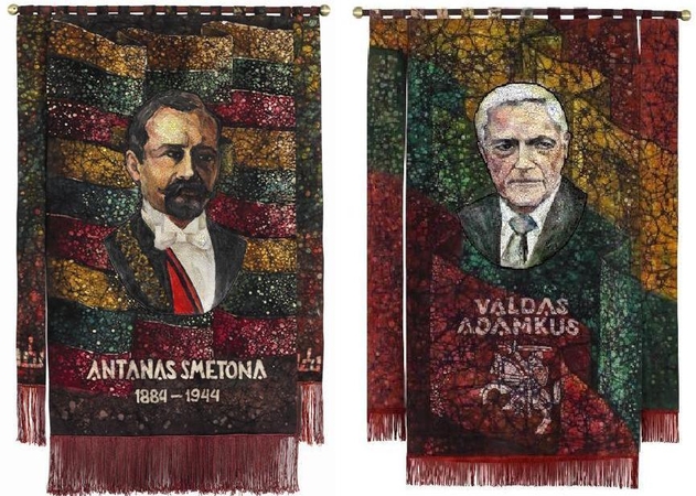 S. Kanaverskytės dekoratyvinės vėliavos iš ciklo „Lietuvos Respublikos Prezidentai“.