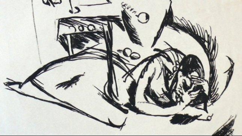 Gedinti moteris – C. Gurlitt litografija, dedikuota mylimajam meno kritikui Paului Fechteriui