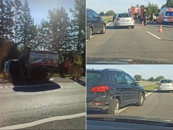 Ties Kaunu – didelė avarija: automobilis vertėsi ant stogo, sužalotas žmogus