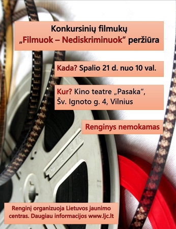 Jaunimo požiūrį į diskriminaciją atskleis trumpametražiai filmai