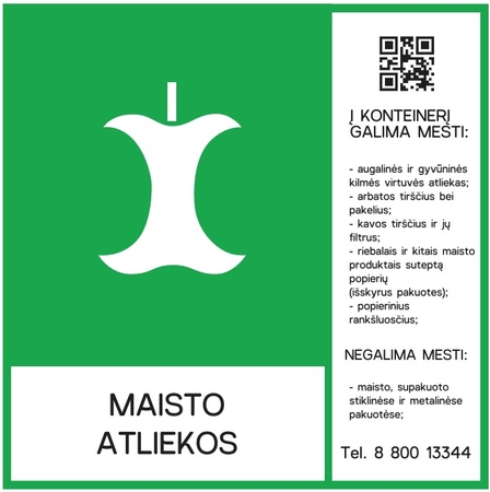 Ką mesime į maisto atliekų konteinerius?