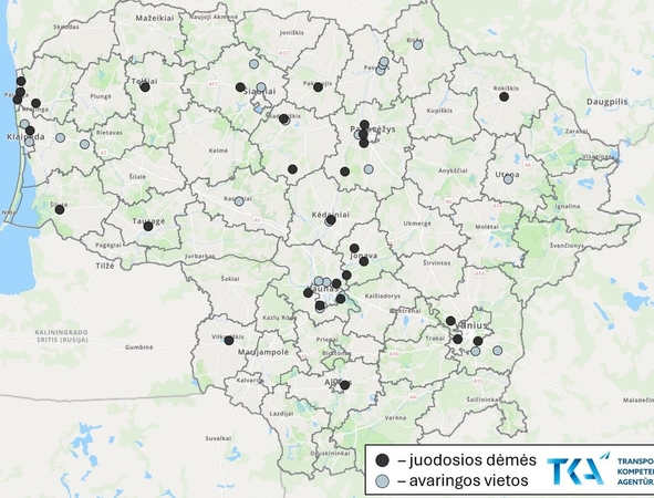 Informacija: interaktyviame juodųjų dėmių žemėlapyje – duomenys apie avaringas vietas.