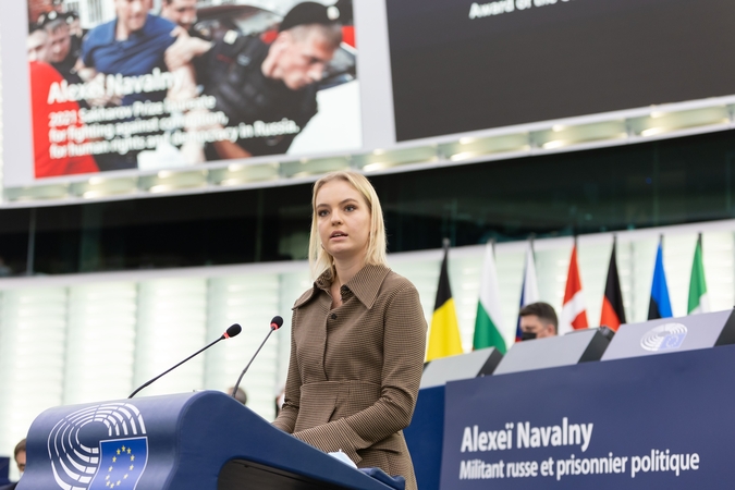 Aleksejaus Navalno dukra Darija Navalnaja Europos Parlamente Strasbūre.