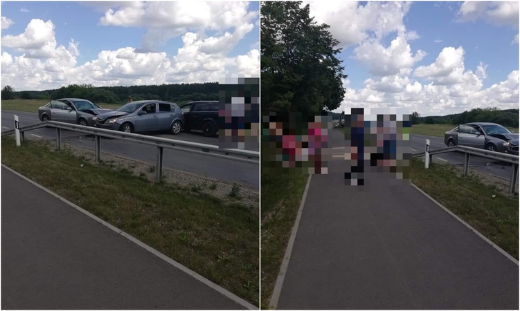 Netoli Lapių kalno susidūrus automobiliams į ligoninę išvežta moteris