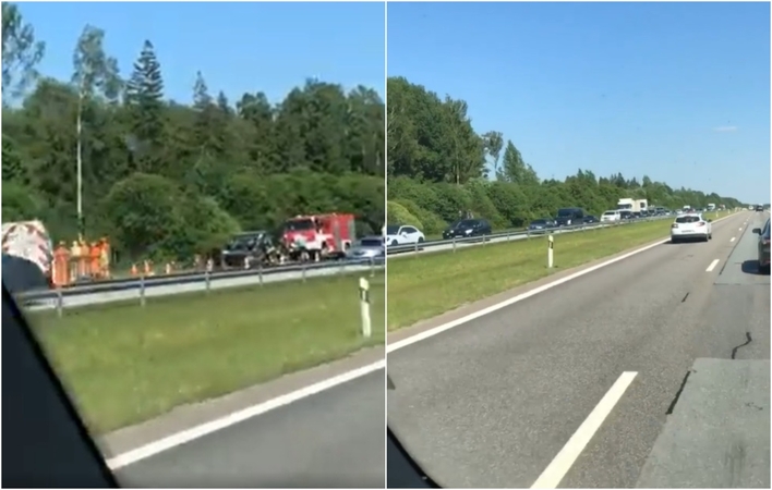 Penktadienio vakarą po avarijos magistralėje spūstys driekėsi tris kilometrus