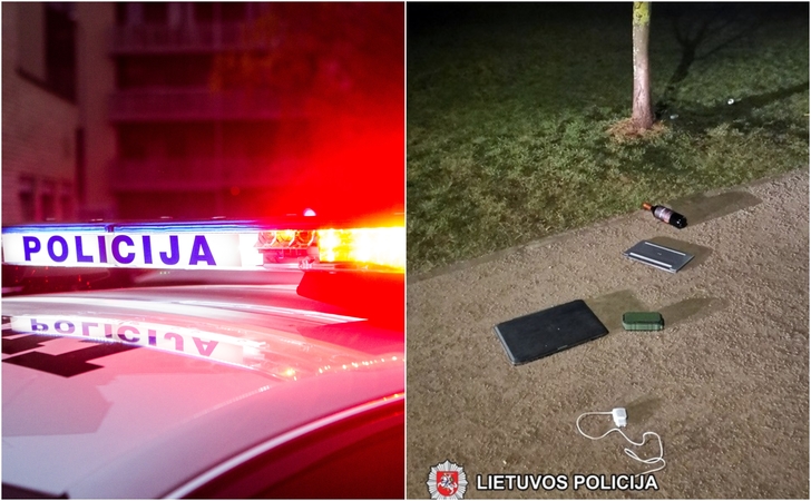 Gaudynės Vilniuje: nuo pareigūnų sprukęs vyras metė vogtus daiktus ir šoko į vandenį