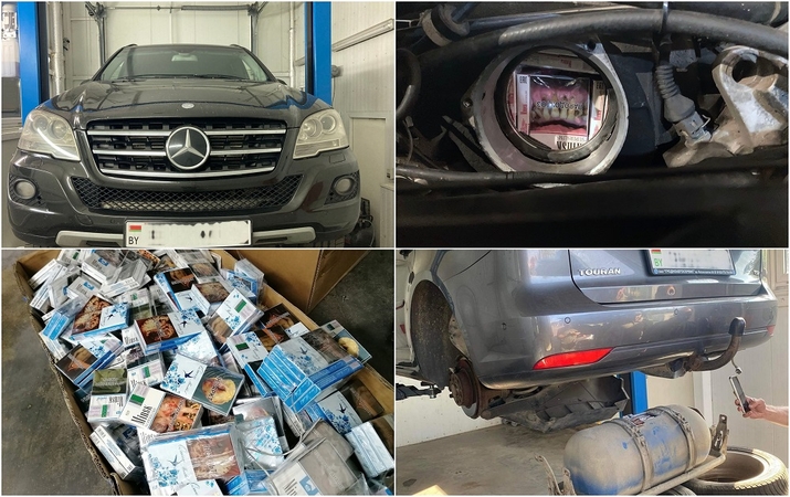 Muitininkai sulaikė šešis automobilius iš Baltarusijos su kontrabandiniais rūkalais