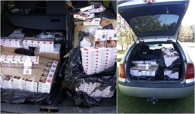 Netoli Druskininkų pasieniečiai aptiko 1750 pakelių kontrabandinių cigarečių