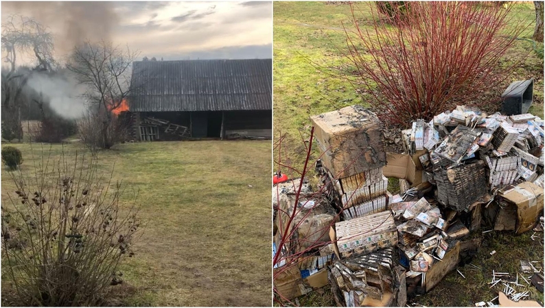 Šalčininkų rajone kontrabandininkai bandė deginti nelegalias cigaretes