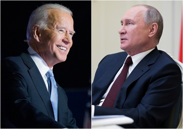 Joe Bidenas (kairėje), Vladimiras Putinas (dešinėje)