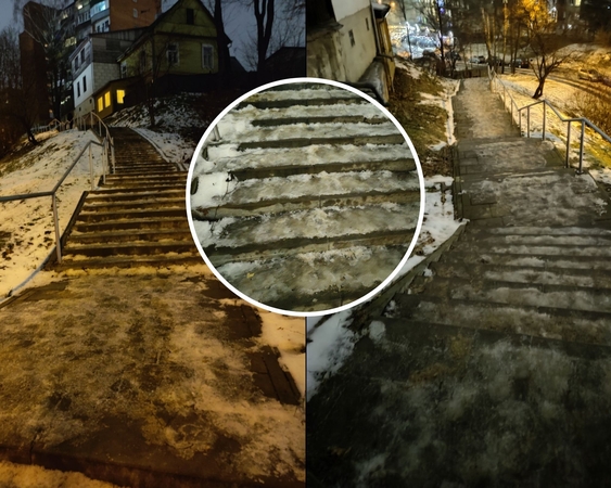 Slidūs laiptai Vilniuje gyventojams kelia siaubą: vyresnio amžiaus žmogui – „šakės“!
