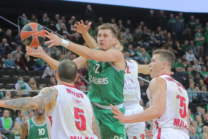 Po pratęsimo „Žalgiris“ palaužė Milano krepšininkus