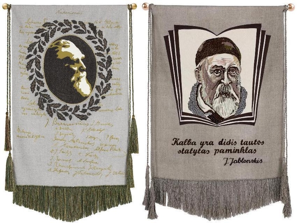 S.Kanaverskytės tekstiliniai koliažai iš parodos „Lietuvos didieji“.