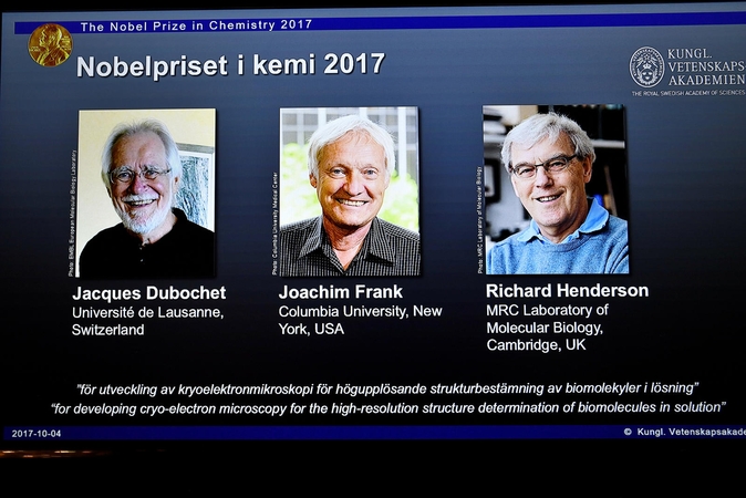 Nobelio chemijos premija – trims krioelektroninės mikroskopijos išradėjams