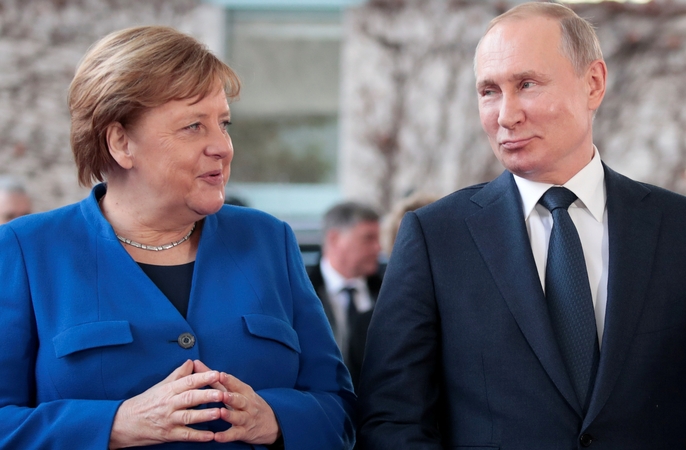 Angela Merkel  ir Vladimiras Putinas