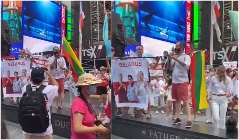 Plinta Niujorke nufilmuotas vaizdo įrašas: lietuvis ragina palaikyti baltarusius