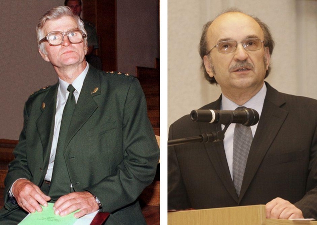 Rašytojas Henrikas Gudavičius (kairėje) ir fotomenininkas Algimantas Černiauskas