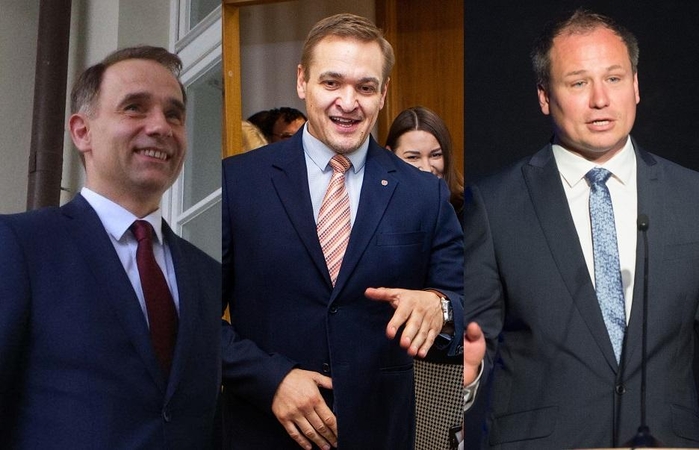 Rokas Masiulis (kairėje), Eimutis Misiūnas, Giedrius Siurplys