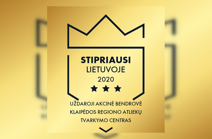 KRATC suteiktas sertifikatas  „Stipriausi Lietuvoje 2020“