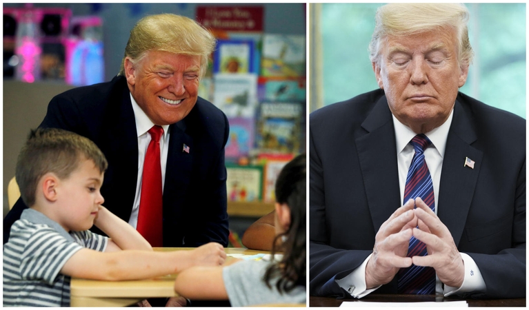 D. Trumpas – pašaipų akiratyje: prezidentas sumaišė JAV vėliavos spalvas