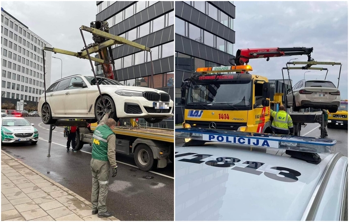 Pareigūnai ėmėsi veiksmų: ne vietoje paliktą BMW teko perkelti į saugesnę vietą