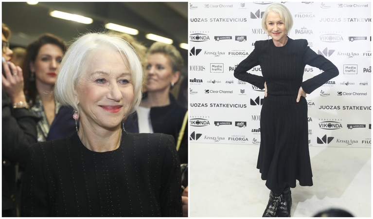 Legendinė britų aktorė H. Mirren neaplenkė J. Statkevičiaus madų pristatymo