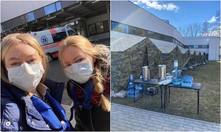 Prie Santaros klinikų įrengtas palapinių miestelis atvykstantiems į priėmimo skyrių