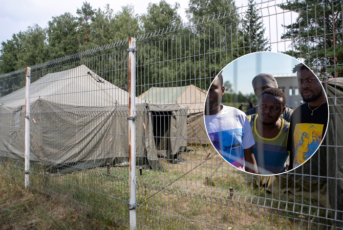 Subjuro ne tik oras, bet ir migrantų nuotaika: dėl sušlapusių palapinių Rūdninkuose kilo konfliktas