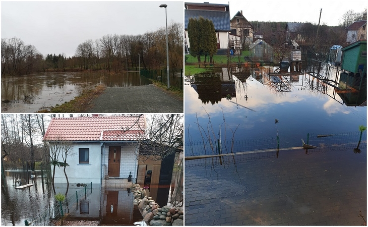 Pajūryje tvinsta upės – Dangė išsiliejo iš krantų, Šventosios intakas užliejo sodininkų namus