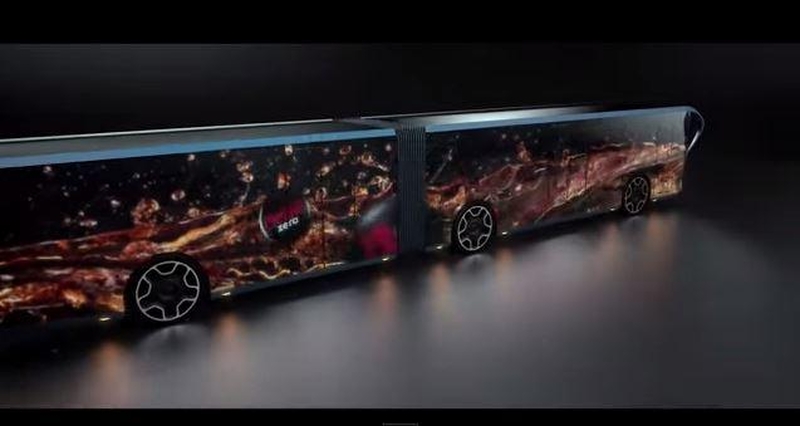 Neįtikėtinas autobusas: vietoje sienų – permatomi LCD ekranai