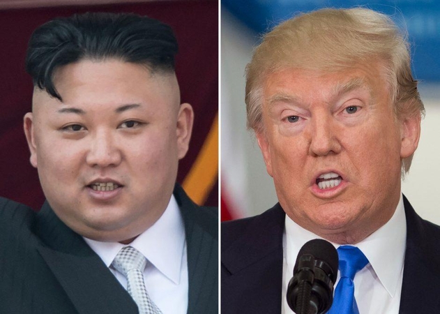 Kim Jong Un (kairėje) ir Donaldas Trumpas (dešinėje)