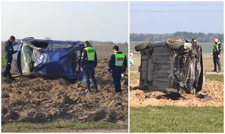 Tragedija pakaunėje: nuo kelio nuvažiavo ir apvirto automobilis, žuvo žmogus