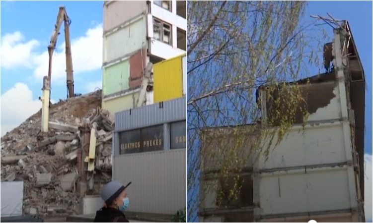 Per žingsnį nuo tragedijos: griaunamo pastato konstrukcijos rėžėsi į parduotuvę