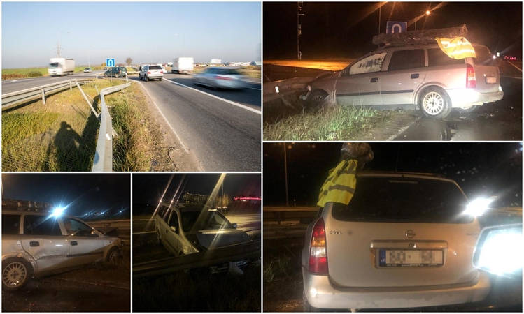 Situacija: štai taip po avarijos Kauno apskrities policijos pareigūnai paliko latvius ir jų automobilį.